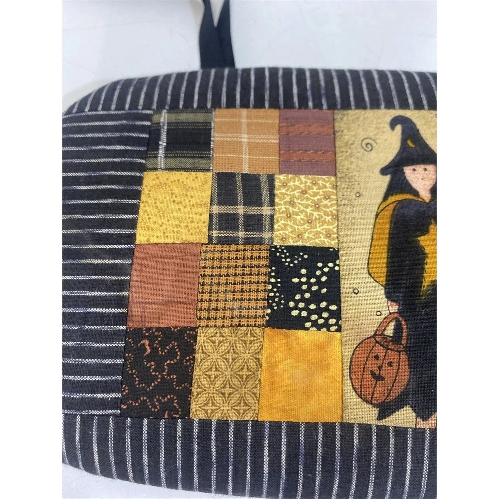 Vintage Heart Of Dresden Quilted Basket Lid Patchwork Halloween Witch 1995